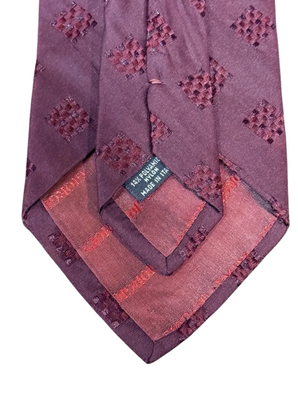 Giorgio Armani Cravatte Vintage Silk Tie Burgundy Diamond Medallion Italy